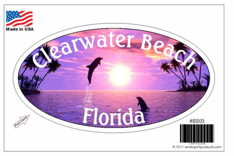 Clearwater Beach Florida Oval Bumper Sticker SS03 Wholesale
