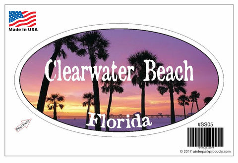 Clearwater Beach Florida Oval Bumper Sticker SS05 Wholesale