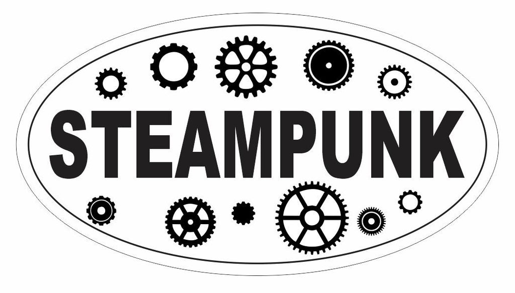 Steampunk Oval Bumper Sticker or Helmet Sticker D3679 Euro Oval