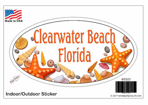 Clearwater Beach Florida Oval Bumper Sticker SS02 Wholesale