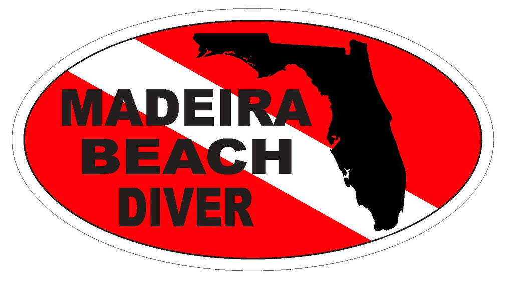 Madeira Beach Oval Bumper Sticker or Helmet Sticker D3734 Florida