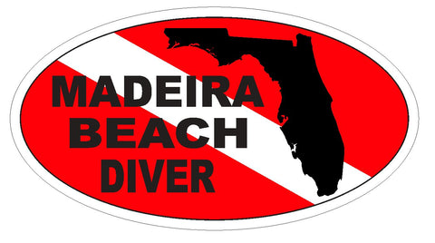 Madeira Beach Oval Bumper Sticker or Helmet Sticker D3734 Florida