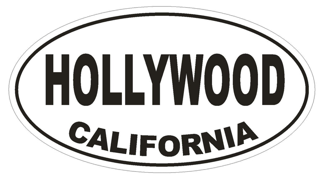 Hollywood California Oval Bumper Sticker or Helmet Sticker D2793 Euro Oval - Winter Park Products