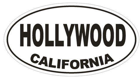 Hollywood California Oval Bumper Sticker or Helmet Sticker D2793 Euro Oval - Winter Park Products