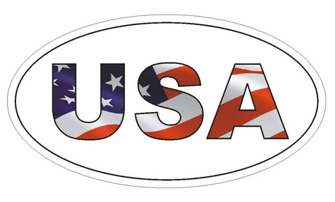 USA Oval Bumper Sticker or Helmet Sticker D2874 Euro Oval - Winter Park Products