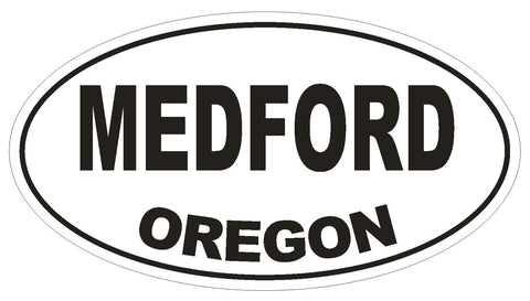 Medford Oregon Oval Bumper Sticker or Helmet Sticker D2748 Euro Oval - Winter Park Products