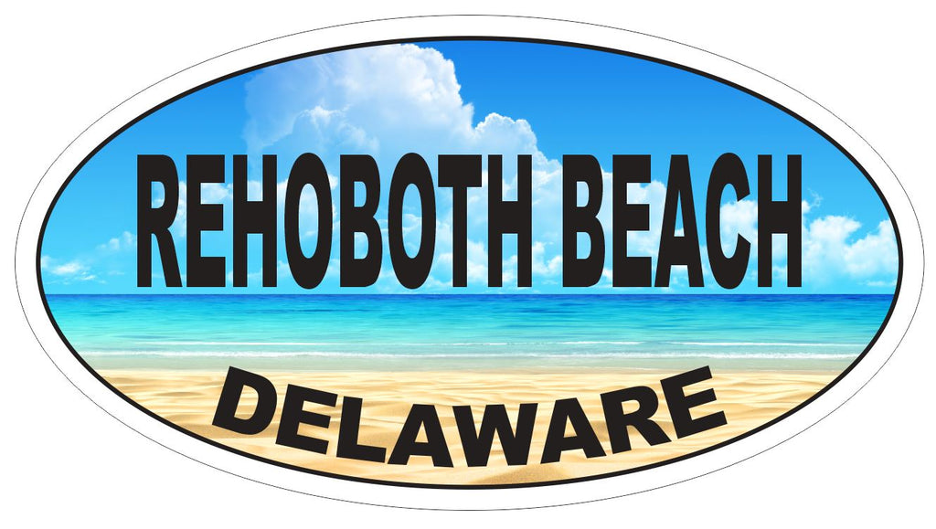 Rehoboth Beach Oval Bumper Sticker or Helmet Sticker D3743 Euro Oval Delaware