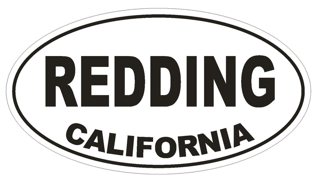 Redding California Oval Bumper Sticker or Helmet Sticker D2867 Euro Oval - Winter Park Products
