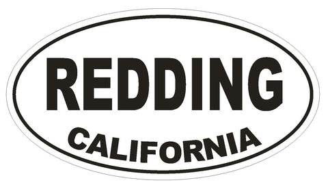 Redding California Oval Bumper Sticker or Helmet Sticker D2867 Euro Oval - Winter Park Products