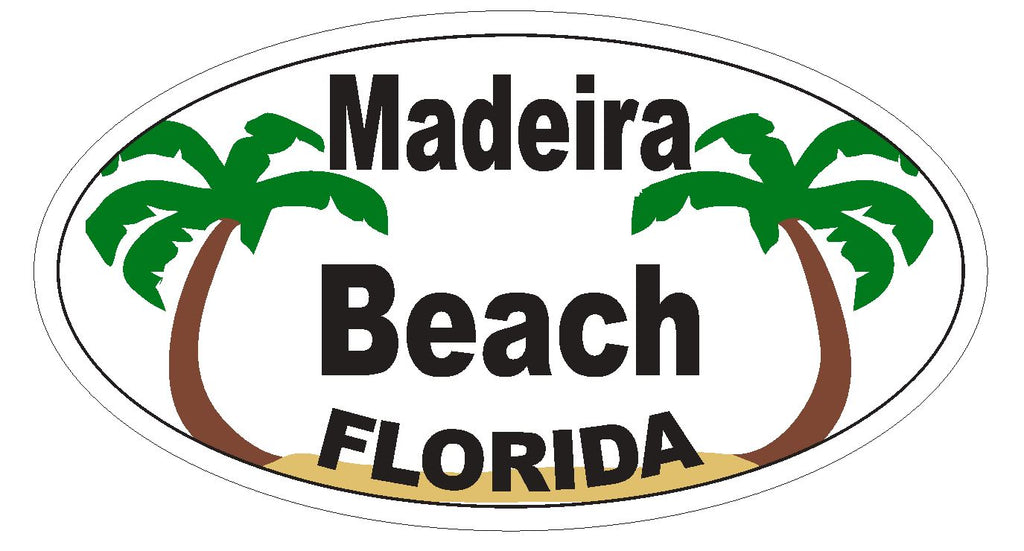 Madeira Beach Oval Bumper Sticker or Helmet Sticker D3739 Florida