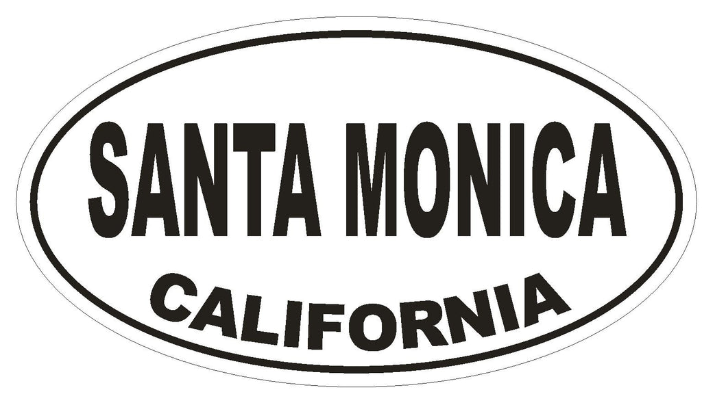Santa Monica California Oval Bumper Sticker or Helmet Sticker D2823 Euro Oval - Winter Park Products