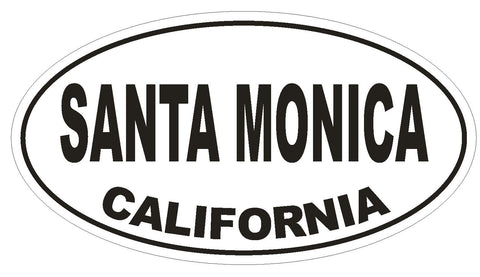 Santa Monica California Oval Bumper Sticker or Helmet Sticker D2823 Euro Oval - Winter Park Products