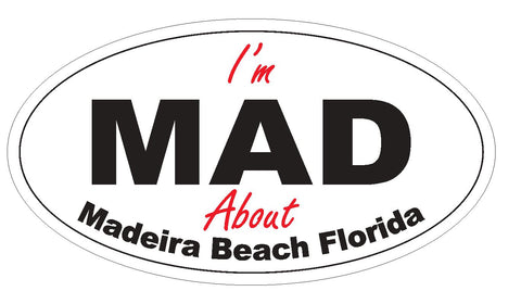 Madeira Beach Oval Bumper Sticker or Helmet Sticker D3736 Florida