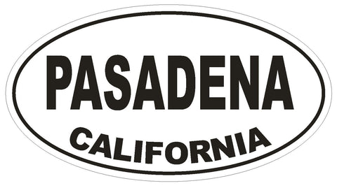 Pasadena California Oval Bumper Sticker or Helmet Sticker D2808 Euro Oval - Winter Park Products