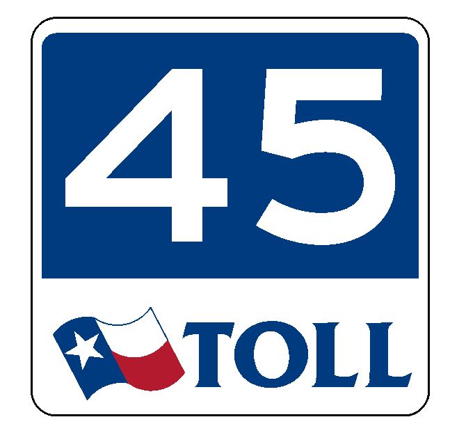 Texas Toll 45 Sticker R4457 Highway Sign Road Sign Decal