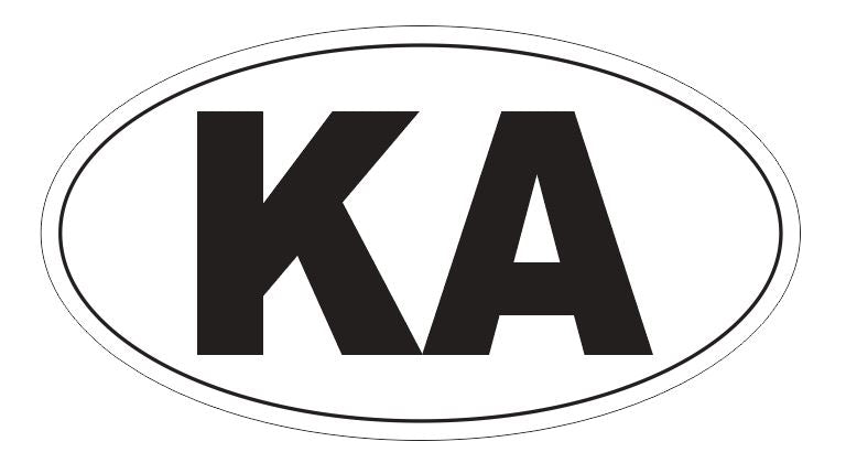 KA Oval Bumper Sticker or Helmet Sticker D3746 Euro Oval City Code