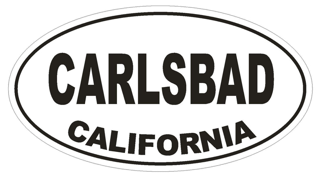 Carlsbad California Oval Bumper Sticker or Helmet Sticker D2787 Euro Oval - Winter Park Products