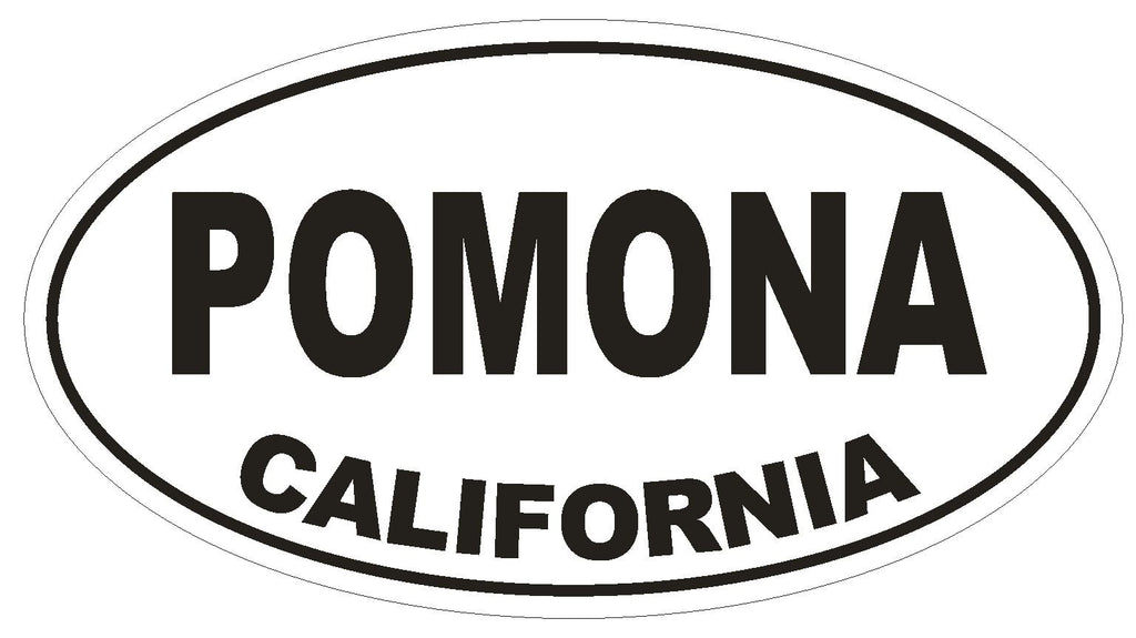 Pomona California Oval Bumper Sticker or Helmet Sticker D2809 Euro Oval - Winter Park Products