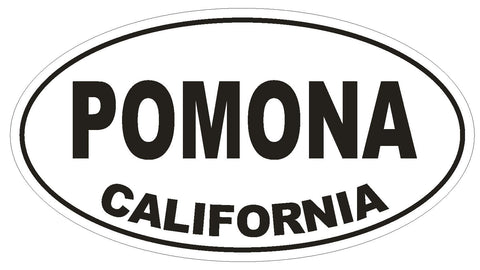Pomona California Oval Bumper Sticker or Helmet Sticker D2809 Euro Oval - Winter Park Products