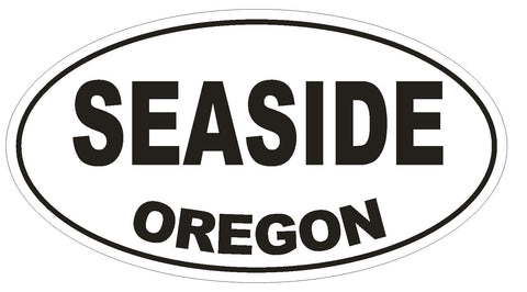Seaside Oregon Oval Bumper Sticker or Helmet Sticker D2752 Euro Oval - Winter Park Products