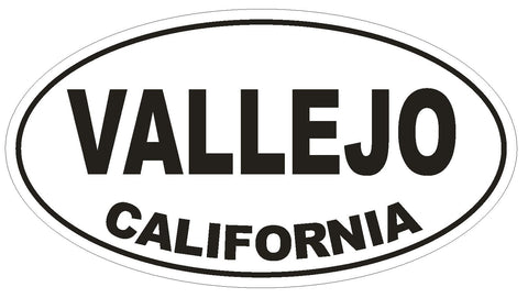 Vallejo California Oval Bumper Sticker or Helmet Sticker D2830 Euro Oval - Winter Park Products