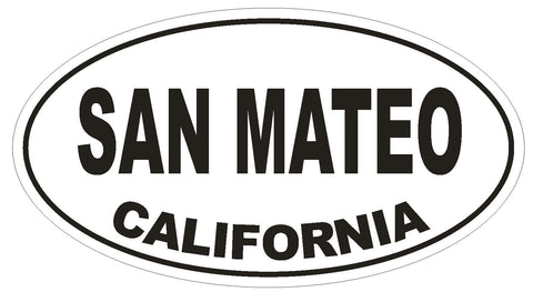 San Mateo California Oval Bumper Sticker or Helmet Sticker D2817 Euro Oval - Winter Park Products