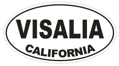 Visalia California Oval Bumper Sticker or Helmet Sticker D2832 Euro Oval - Winter Park Products