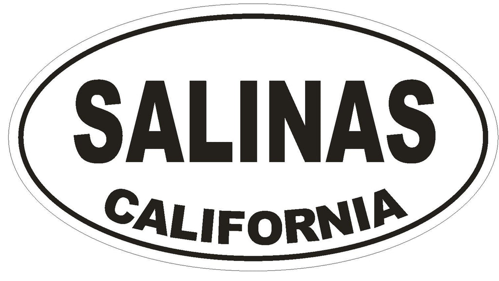 Salinas California Oval Bumper Sticker or Helmet Sticker D2814 Euro Oval - Winter Park Products