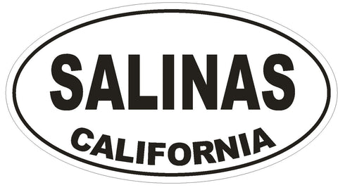 Salinas California Oval Bumper Sticker or Helmet Sticker D2814 Euro Oval - Winter Park Products