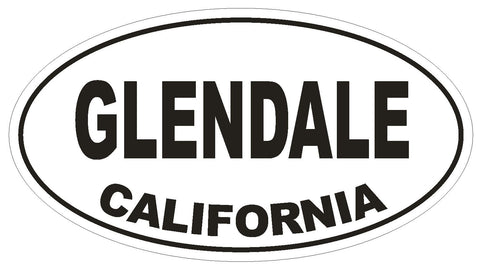 Glendale California Oval Bumper Sticker or Helmet Sticker D2796 Euro Oval - Winter Park Products
