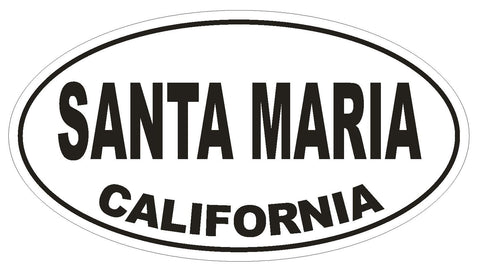 Santa Maria California Oval Bumper Sticker or Helmet Sticker D2822 Euro Oval - Winter Park Products