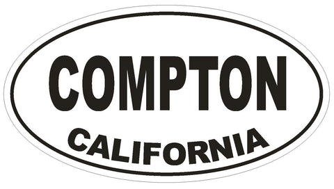 Compton California Oval Bumper Sticker or Helmet Sticker D2853 Euro Oval - Winter Park Products