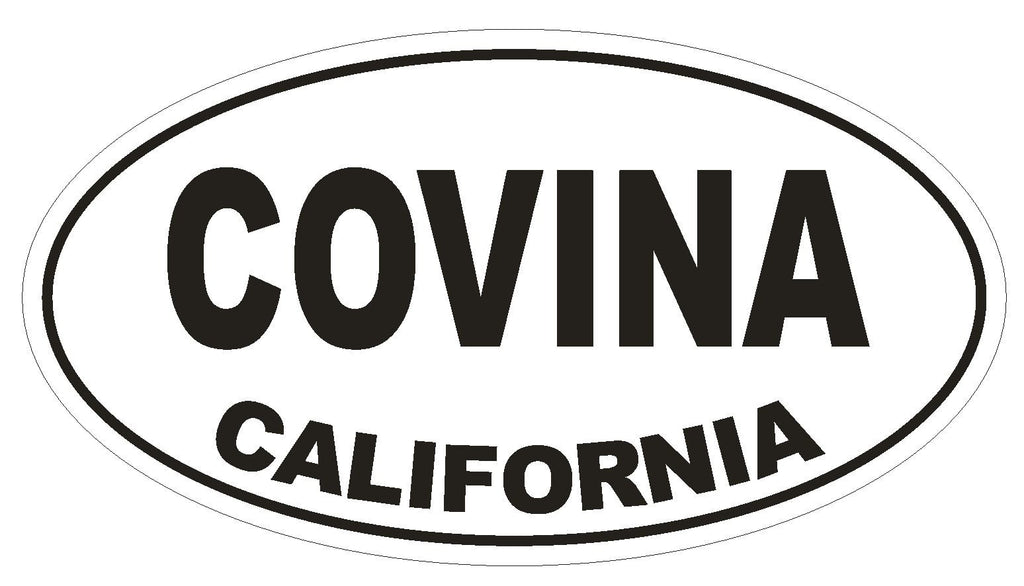 Covina California Oval Bumper Sticker or Helmet Sticker D2774 Euro Oval - Winter Park Products