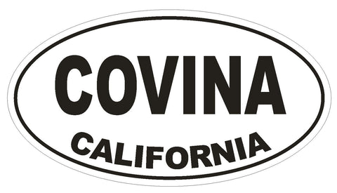 Covina California Oval Bumper Sticker or Helmet Sticker D2774 Euro Oval - Winter Park Products