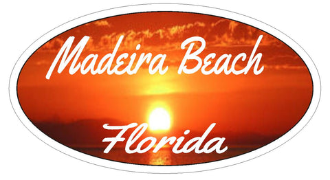 Madeira Beach Oval Bumper Sticker or Helmet Sticker D3732 Florida