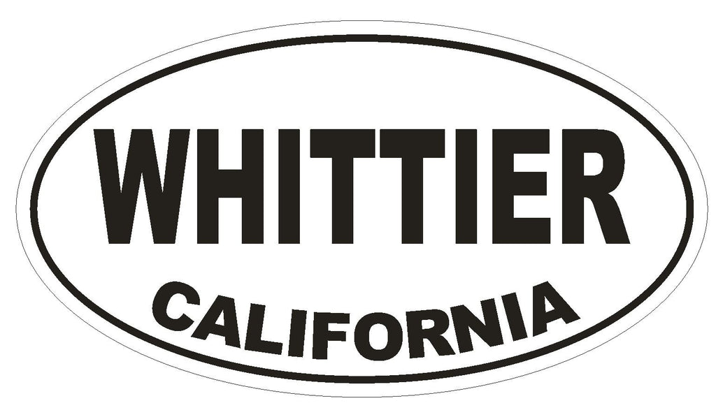 Whittier California Oval Bumper Sticker or Helmet Sticker D2837 Euro Oval - Winter Park Products