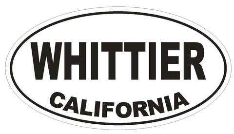 Whittier California Oval Bumper Sticker or Helmet Sticker D2837 Euro Oval - Winter Park Products