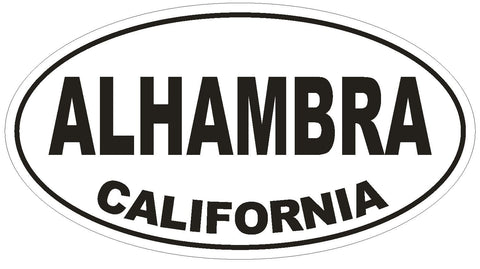 Alhambra California Oval Bumper Sticker or Helmet Sticker D2846 Euro Oval - Winter Park Products