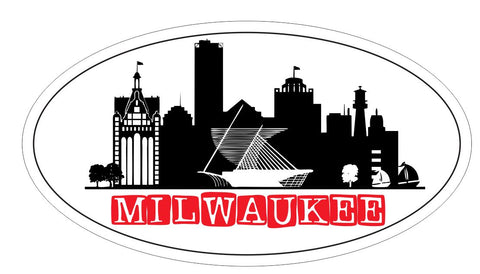 Milwaukee Wisconsin Oval Bumper Sticker or Helmet Sticker D5534