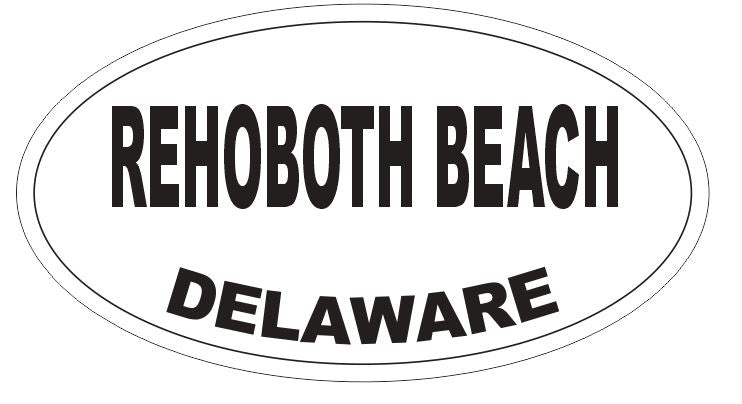 Rehoboth Beach Oval Bumper Sticker or Helmet Sticker D3741 Euro Oval Delaware