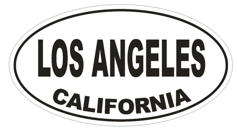 Los Angeles California Oval Bumper Sticker or Helmet Sticker D2798 Euro Oval - Winter Park Products