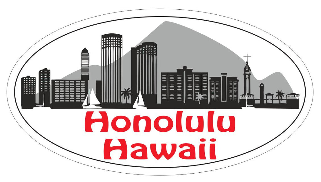 Honolulu Hawaii Oval Bumper Sticker or Helmet Sticker D3766