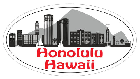 Honolulu Hawaii Oval Bumper Sticker or Helmet Sticker D3766