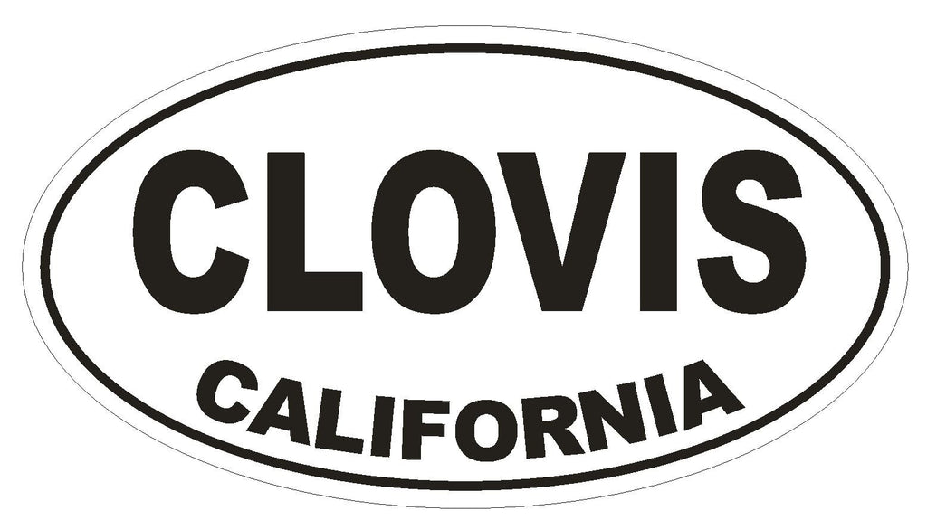 Clovis California Oval Bumper Sticker or Helmet Sticker D2769 Euro Oval - Winter Park Products
