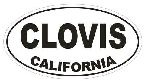 Clovis California Oval Bumper Sticker or Helmet Sticker D2769 Euro Oval - Winter Park Products