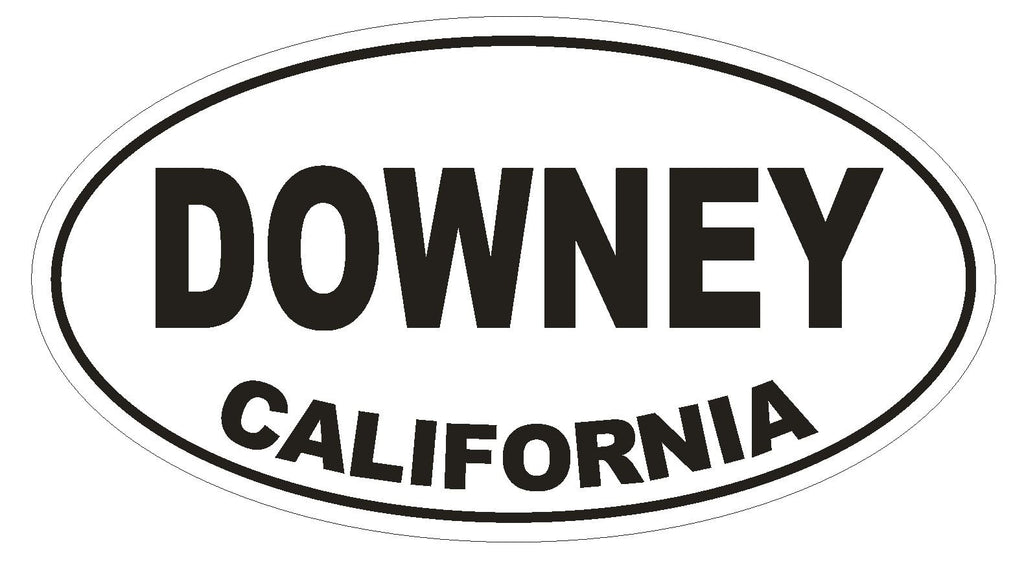 Downey California Oval Bumper Sticker or Helmet Sticker D2790 Euro Oval - Winter Park Products