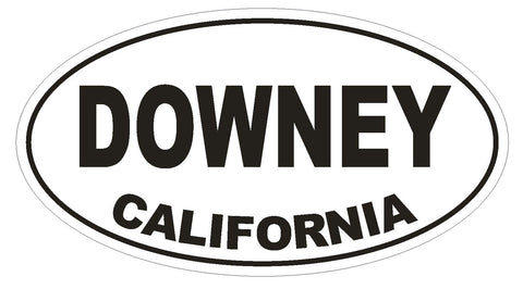 Downey California Oval Bumper Sticker or Helmet Sticker D2790 Euro Oval - Winter Park Products