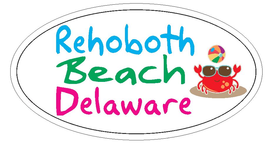Rehoboth Beach Oval Bumper Sticker or Helmet Sticker D3744 Euro Oval Delaware