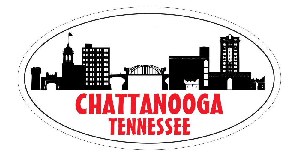 Chattanooga Tennessee Oval Bumper Sticker or Helmet Sticker D5533