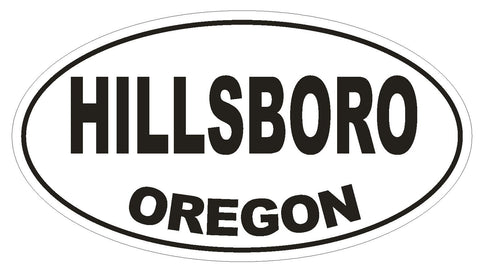 Hillsboro Oregon Oval Bumper Sticker or Helmet Sticker D2745 Euro Oval - Winter Park Products